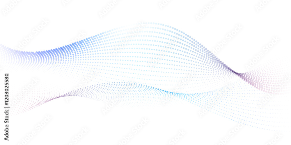 Wall mural flowing particles form waves, a gradient light pattern. modern technology background vector illustra
