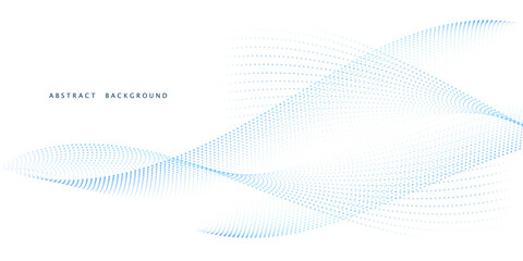 Flowing particles form waves, a gradient light pattern. modern technology background Vector illustration