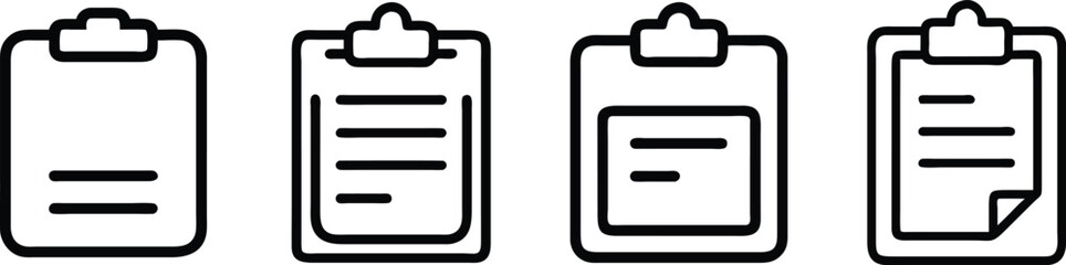 Clipboard icon set. Document on the clipboard line icon. Vector illustration.