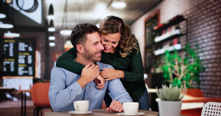 Romantic Dating Fun Together. Smiling Couple