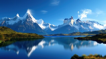 Naklejka premium Majestic Mountain Lake Reflection