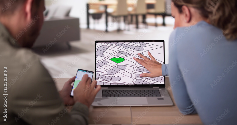 Poster cadastre map and city building survey