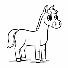 Obraz premium A horse is standing in a field. It has a white face and a black nose. The horse is looking at the camera