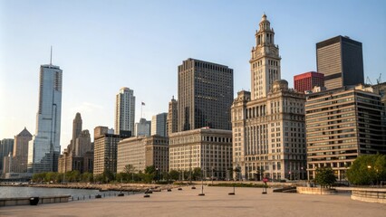Fototapeta premium City skyline with a mix of old and new architecture, density, urban texture, metropolis