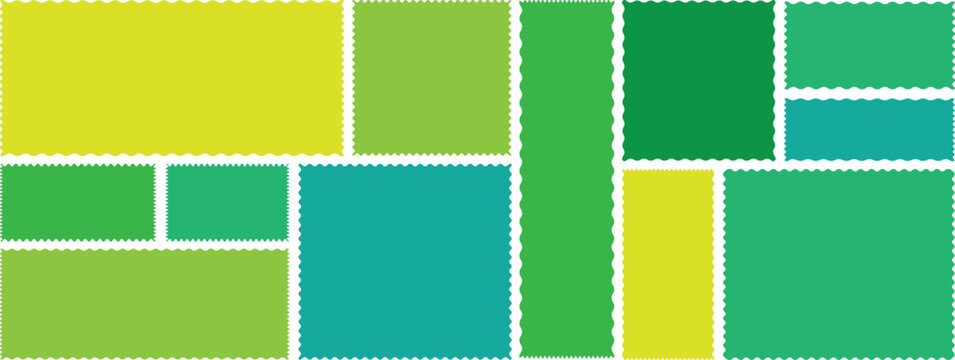 Zig zag edge rectangle shape collection. Rectangle shape frame with zig zag edge. Zigzag shapes or frames. Jagged rectangle. Isolated elements for design of text box, badge, banner.