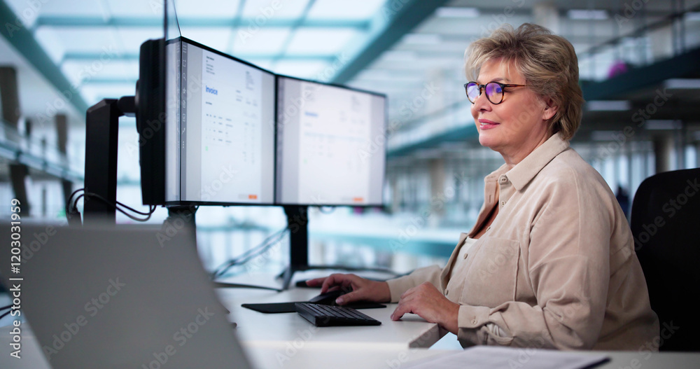 Leinwandbilder accountant using e invoice software at computer