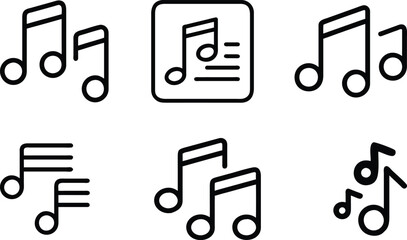 Music icon set, music notes line art, vector illustration. © MdMujahidFakir