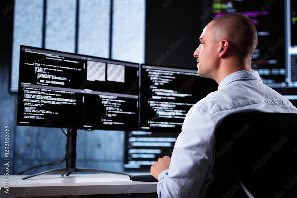Poster Web Developer Coding On Computer