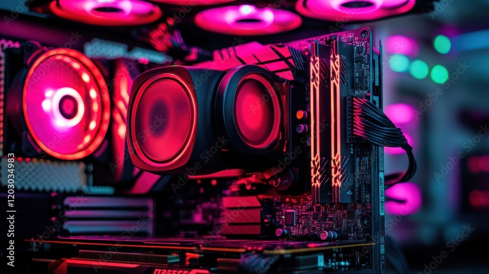 Aufkleber Illuminated Computer Components Showcase Advanced Technology