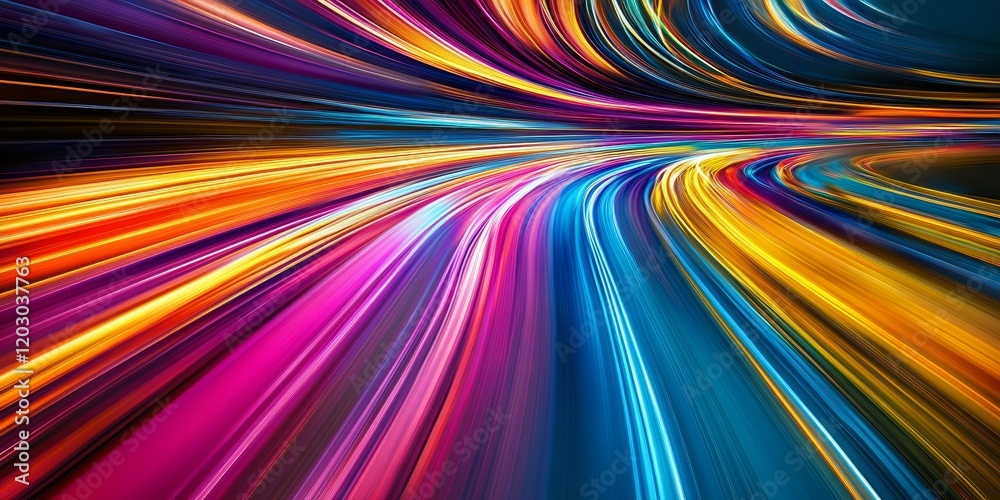 Aufkleber Colorful blurred light trails create a captivating background, with vibrant hues blending together to form a stunning visual display of colorful light trails in motion.
