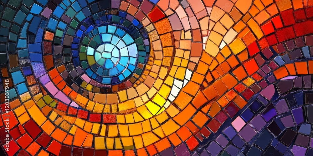 Aufkleber Lively digital artwork featuring immaculate mosaic designs that are pixel perfect and exceptionally vibrant, showcasing intricate and colorful patterns throughout the piece.
