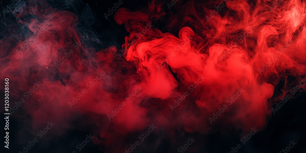 Poster dynamic red smoke swirling on a black background creates a striking visual effect. this motion of re