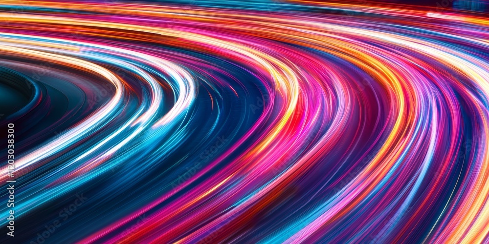 Aufkleber Colorful blurred light trails create a captivating background, with vibrant hues blending together to form a stunning visual display of colorful light trails in motion.