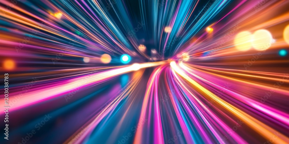 Aufkleber Colorful blurred light trails create a captivating background, with vibrant hues blending together to form a stunning visual display of colorful light trails in motion.