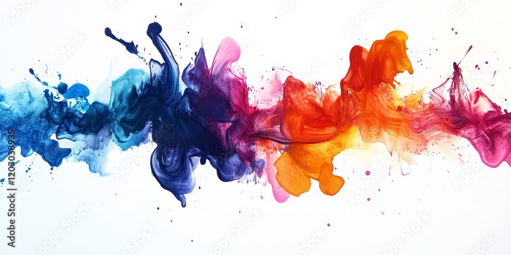 Poster Abstract colors in contrasting tones created with ink on a white surface, showcasing a vibrant interplay of abstract forms and hues that capture attention and inspire creativity through the ink.