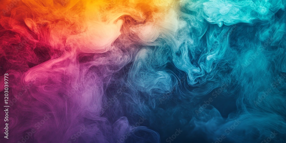 Poster vibrant, colorful smoke twists and dances against a uniform backdrop, creating a stunning visual of 