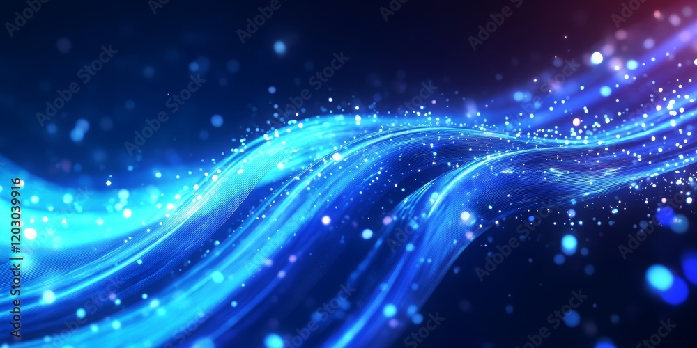 Leinwandbilder vibrant blue curve featuring lively neon particle movement. lets emphasize a dynamic visual experien