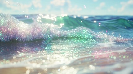 Sparkling Glitter Ocean Wave Abstract Background