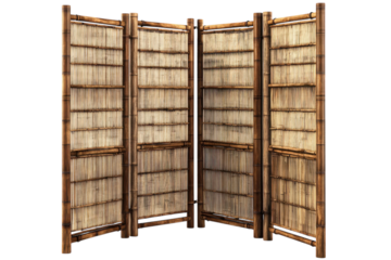 Decorative bamboo privacy screen designed for indoor or outdoor use, showcasing craftsmanship and natural materials