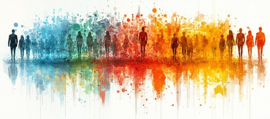 Fototapeta premium Diverse people unity colorful background; global community concept