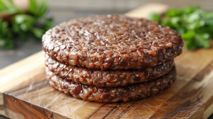 Frozen Veggie Burgers: Savory plant-based patties with quinoa, beans, and lentils, delivering a nutrient-dense, satisfying option for a meatless meal.
