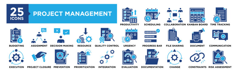 Project Management icon collection set. Containing design business, project, work, planning, manager, management, teamwork