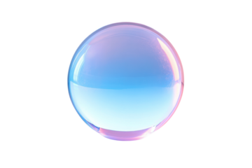 Translucent bubble with a gradient of soft pastel colors resting on a flat surface