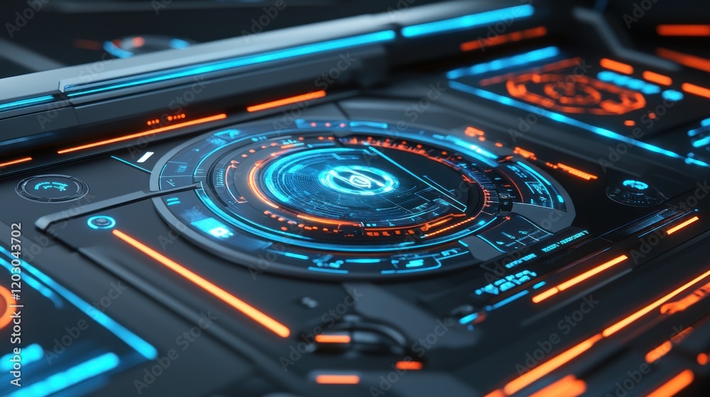 Poster futuristic technology interface panel display