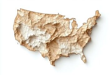 Three-Dimensional Relief Map of the United States