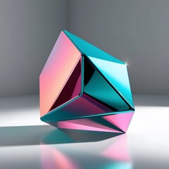 Iridescent Prism Object with Light Reflecting on Shiny Surface