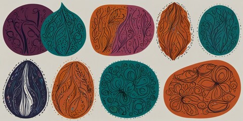 set of colorful easter eggs