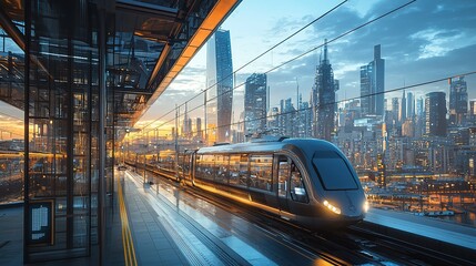 Fototapeta premium Futuristic City Transit: Rail System