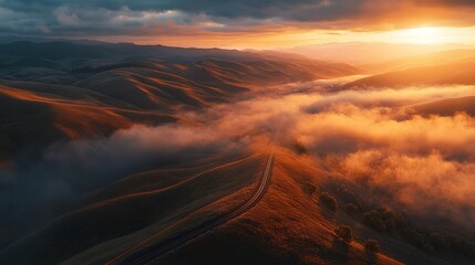 Sunrise Over Misty Mountains