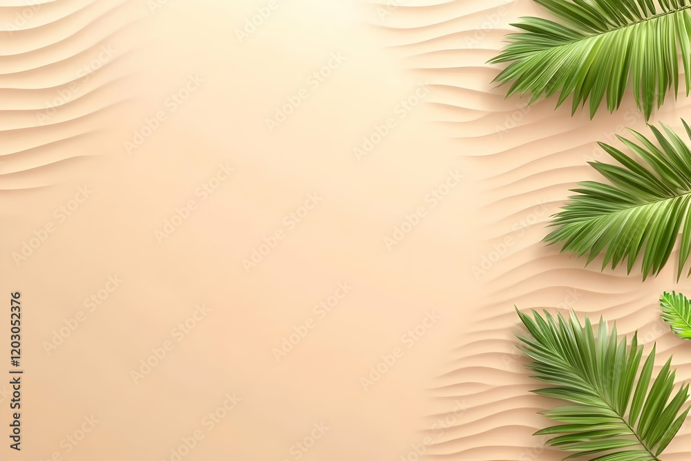 Wall mural Palm Leaves on Sand Dune Illustration