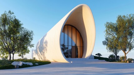 Modern Architectural Design of a Unique Curved Building Structure
