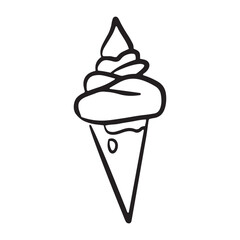 ice cream cone Simple Black and White Hand Drawn