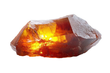 Beautiful amber crystal with warm golden hues showcasing natural light reflections