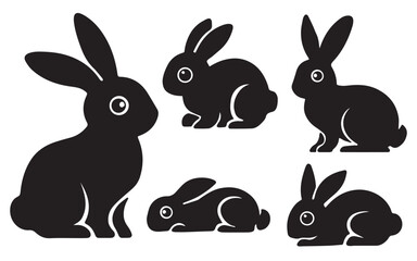 Rabbit silhouettes vector illustration animal themed designs and Easter projects ideal for digital artwork and printable crafts