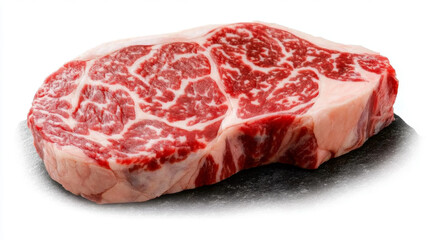 Raw Ribeye Steak on Black Slate