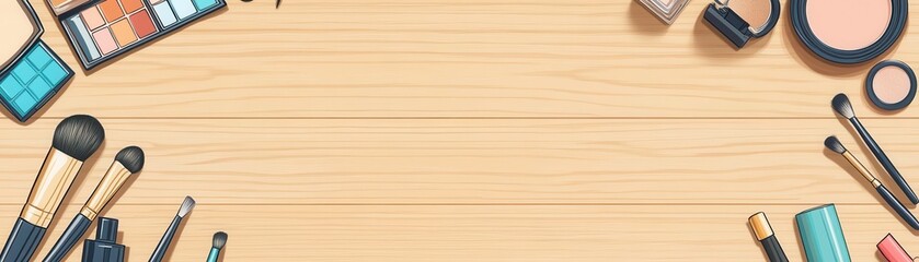 beauty tutorial layout flat design top view creative theme cartoon drawing