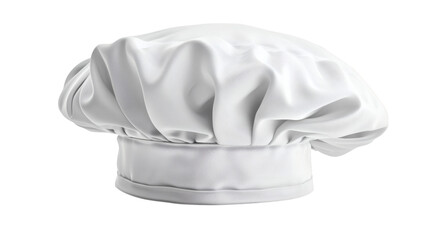 Chef's white hat with classic design, isolated on white background