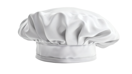 Chef's white hat with classic design, isolated on white background