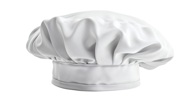 Chef's white hat with classic design, isolated on white background