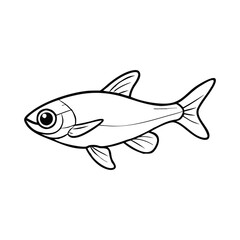 Simple fish black and white outline vector, Vector illustration of a fish in black and white outline with clean details, ideal for aquatic, minimalist, or marine-themed designs.  
