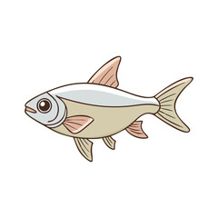 Pastel-colored fish vector illustration, Vector illustration of a fish in soft pastel shades of beige and pink, ideal for aquatic, marine, or decorative design projects.  
