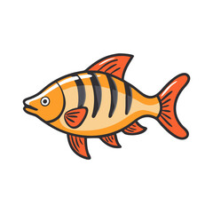 Orange and black striped fish vector, Vector illustration of a fish with bold orange and black stripes, ideal for tropical, aquatic, or marine-themed projects.  
