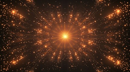 A festival-themed card with glowing fireworks exploding in symmetrical patterns, framing the edges of a dark gradient background, 4K render