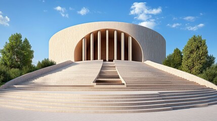 Obraz premium Modern Architectural Design with Curved Structure and Steps