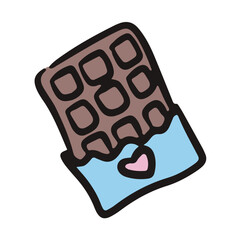 chocolate bar with love heart flat design illustration 