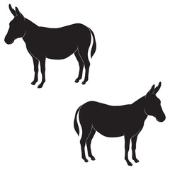 Donkey Silhouette, Donkey Vector Silhouette, Donkey cartoon Silhouette, Donkey illustration, Donkey icon Silhouette, Donkey Silhouette illustration